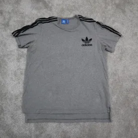 Adidas 3 Stripe T-Shirt Youth Boys Large Charcoal Gray Short Sleeves Sports Logo