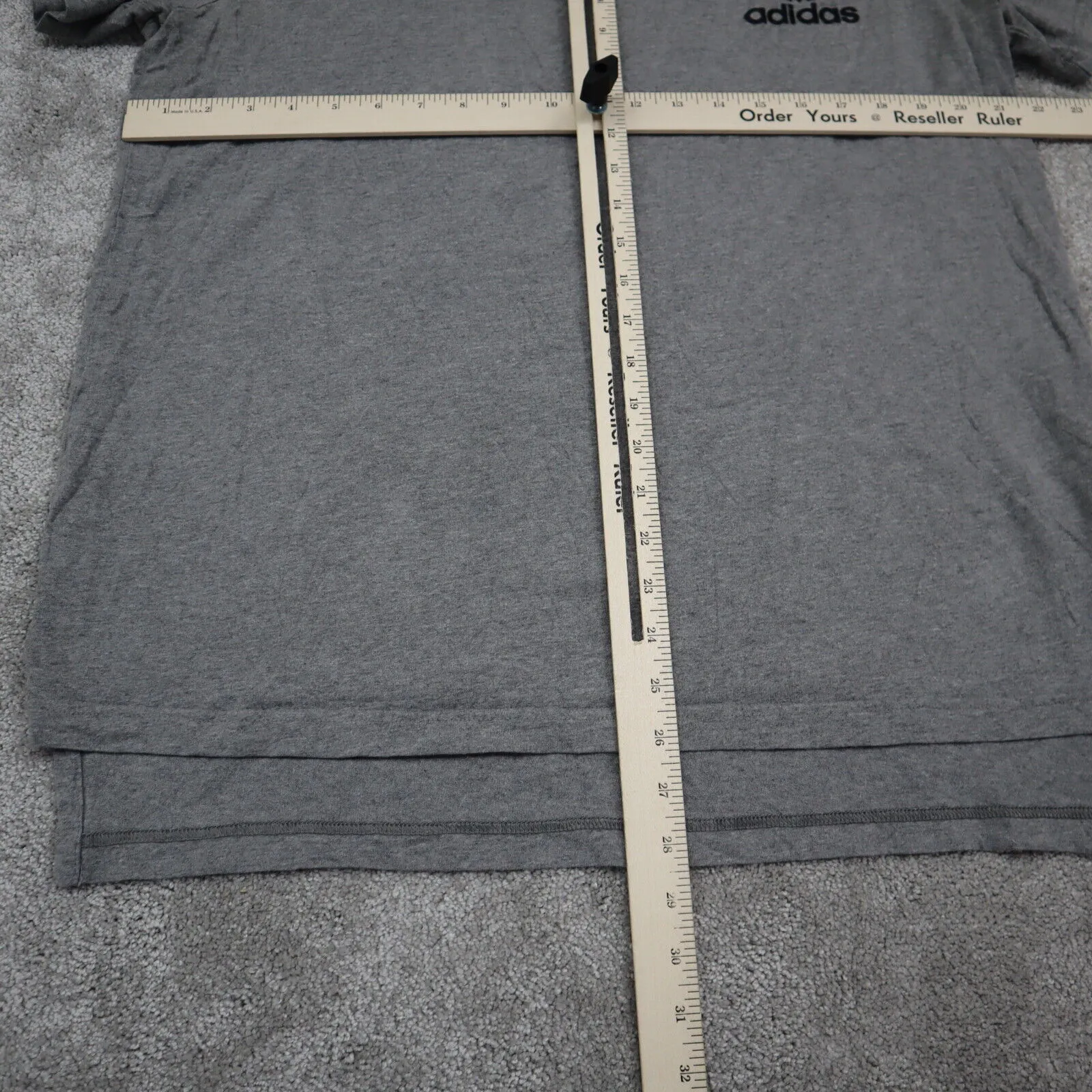 Adidas 3 Stripe T-Shirt Youth Boys Large Charcoal Gray Short Sleeves Sports Logo