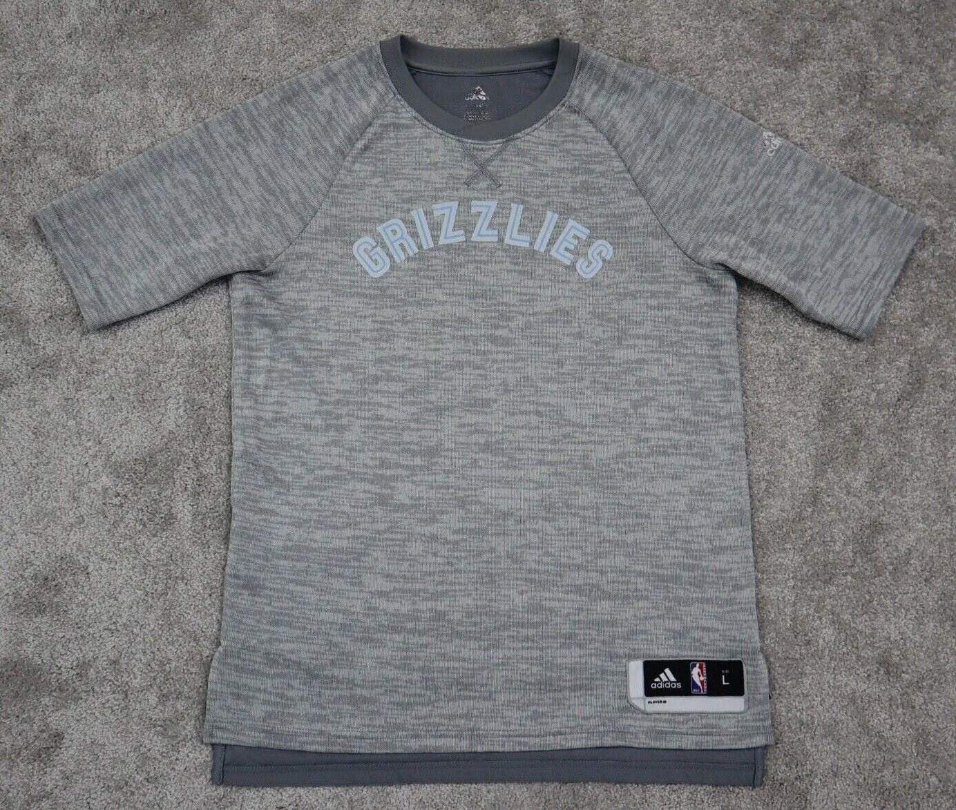 Adidas Grizzlies NBA Shirt Boys Large L Gray Short Sleeves Round Neck Sport Logo
