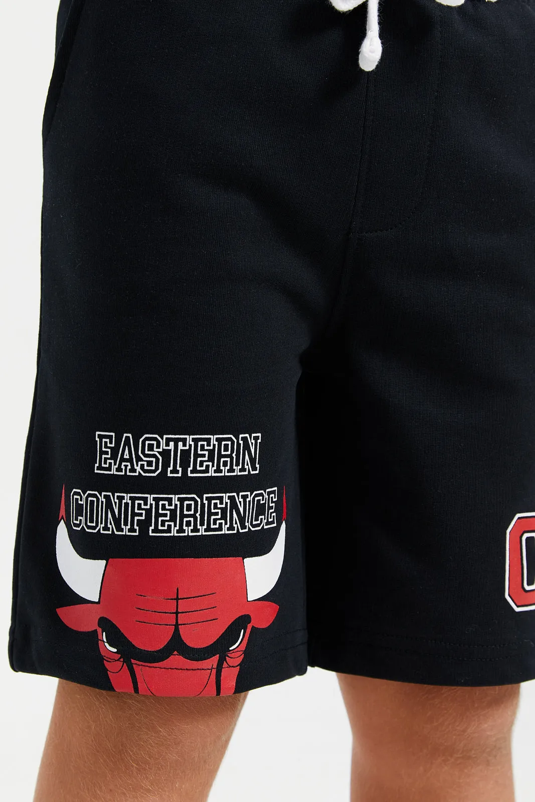 Boys Black Printed Chicago Bulls Shorts