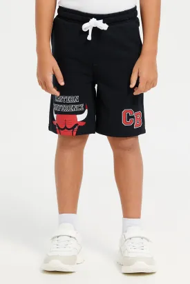 Boys Black Printed Chicago Bulls Shorts