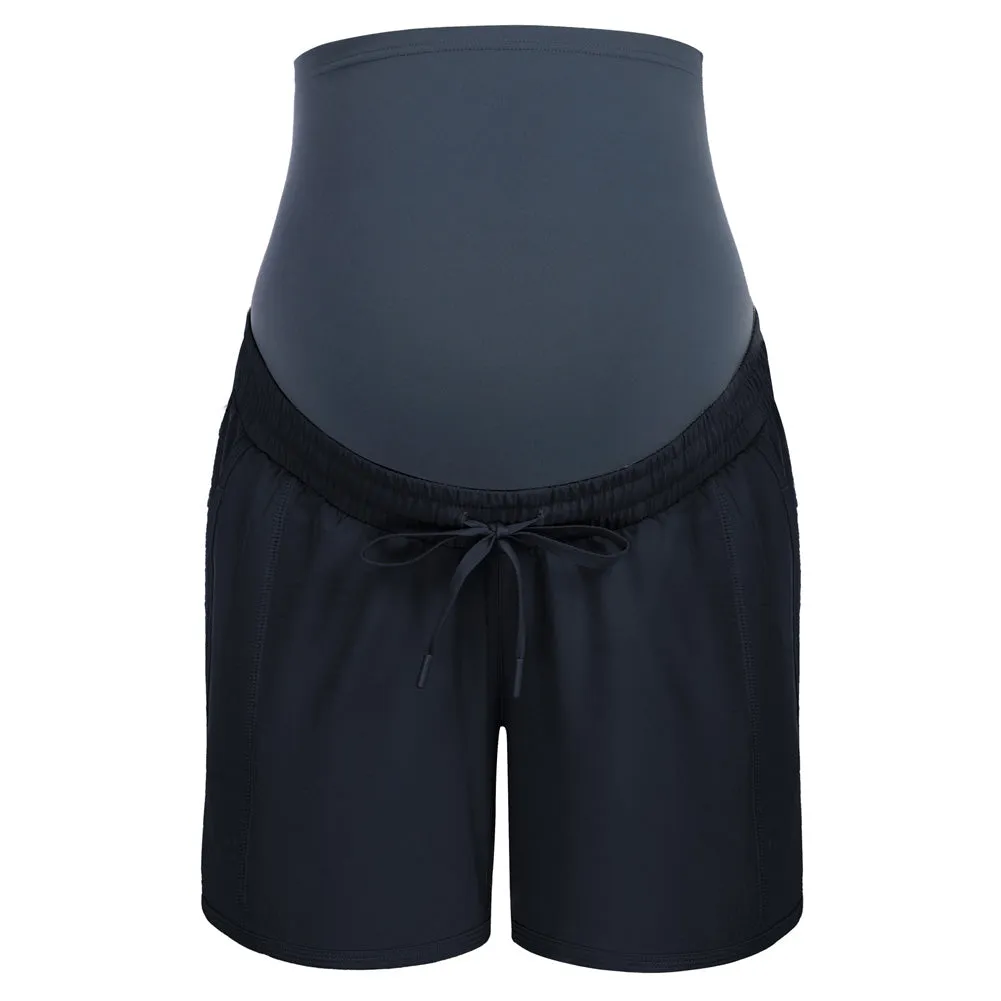 Maacie Women Maternity Sports Shorts High Waist Whole Pregnancy Shorts