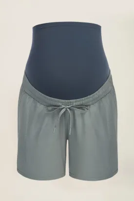 Maacie Women Maternity Sports Shorts High Waist Whole Pregnancy Shorts