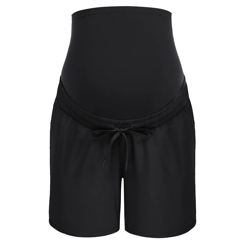 Maacie Women Maternity Sports Shorts High Waist Whole Pregnancy Shorts