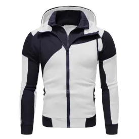 New Double Zipper Hoodie Men's Hoodie Stitched Zipper Jacket
