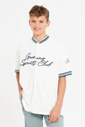 Senior Boys White Gaming Sports Club Oversize Shirt
