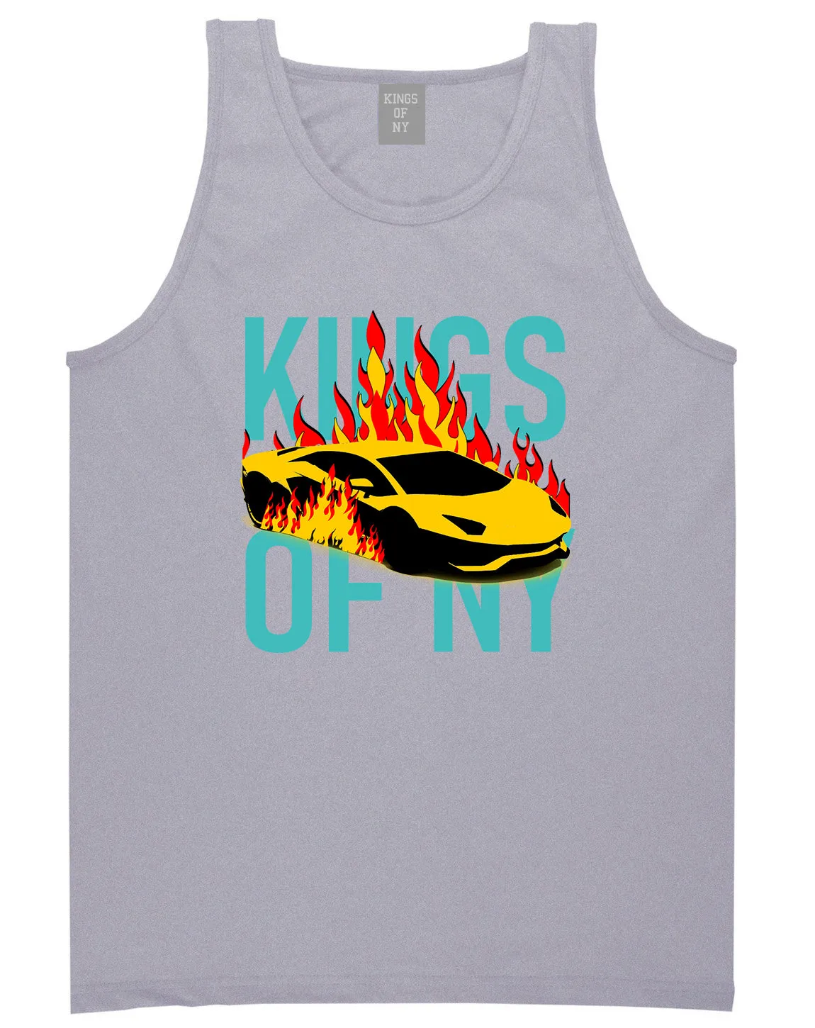 Sports Car In Flames Mens Tank Top T-Shirt