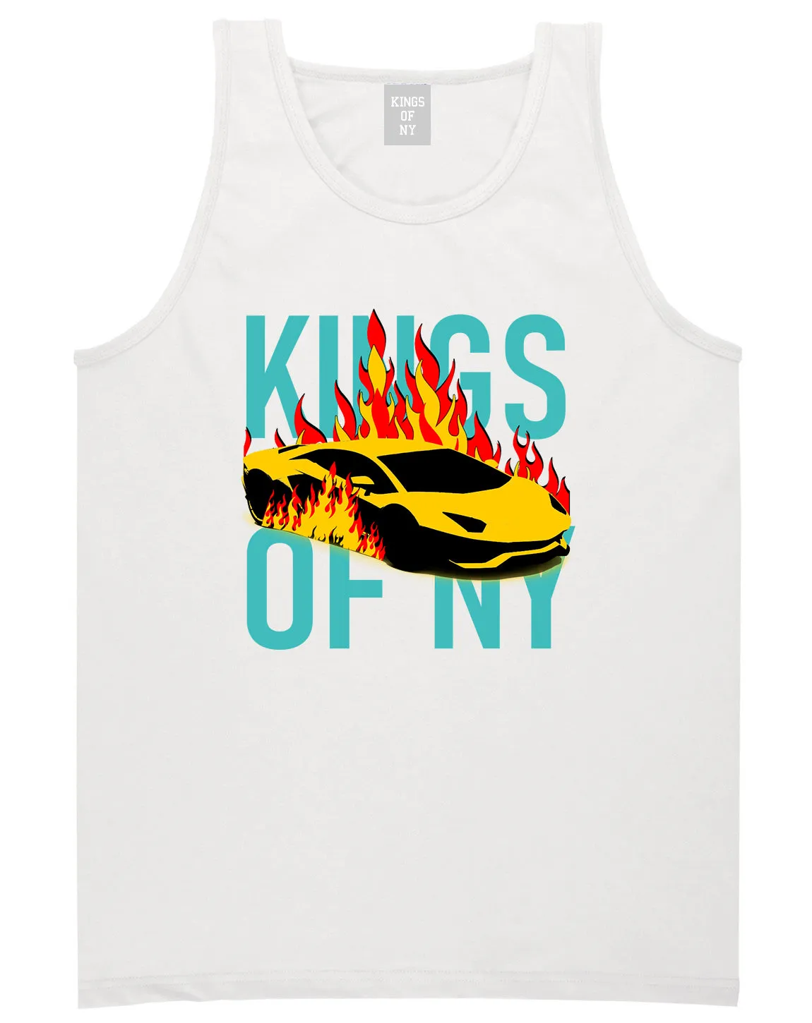 Sports Car In Flames Mens Tank Top T-Shirt