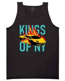 Sports Car In Flames Mens Tank Top T-Shirt