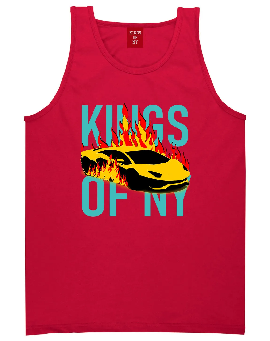 Sports Car In Flames Mens Tank Top T-Shirt