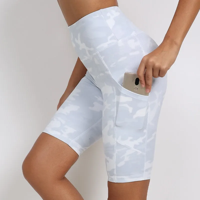 Women Cycling Shorts High Waist Sports Shorts Biker Fitness Woman Workout Gym Bicycle Shorts Camouflage Leopard Print Tie Dye
